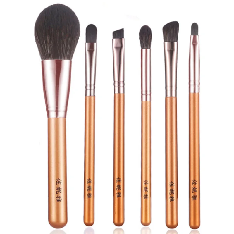 

6pcs professional makeup brush set golden makeup brush set with soft synthetic fiber brush hair