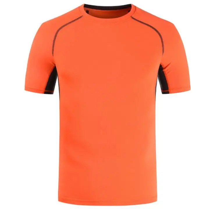 

Orange Men's fitness quick dry short Sleeve sport casual cotton printing logo Tshirt plus size