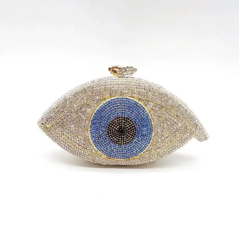 

Amazon Evil Eye Hot Sale Rhinestone Diamond Handmade Clutch Graceful Evening Bag Crystal Rhinestone Clutch for Formal Party