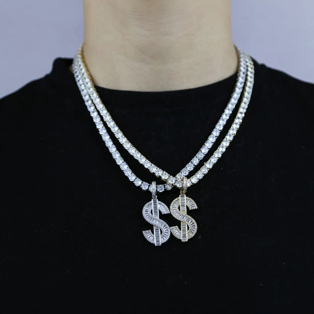 

Big Money Dollar 5A Cz tennis chain Necklace Statement Choker for Women Fashion Crystal Collar Necklace Chain Hip Hop Jewelry, Black