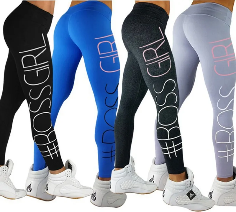 

Different Letters Women's Pants Boss Gril Tight Package Hip Printing Yoga Leggings, Picture
