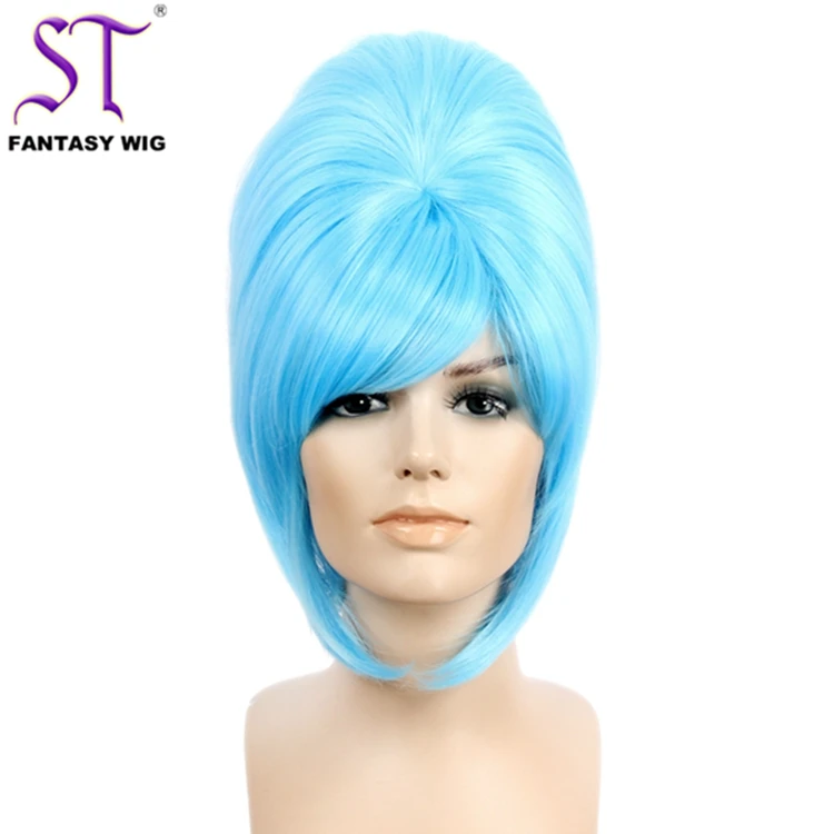 

St Factory Wholesale Cheap 2021 Party Wig 16 Inch Blue Straight Hair Beehive Wig For Women