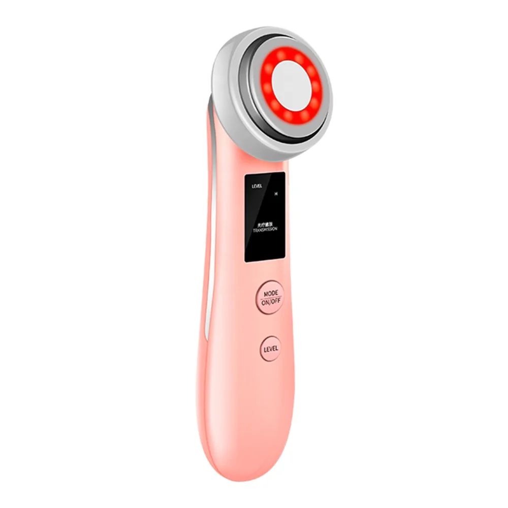 

New Arrival EMS Cosmetology Instrument Electric Ion Introduction Electronic Facial Beauty LED Color Beauty RF Import Instrument, White/pink