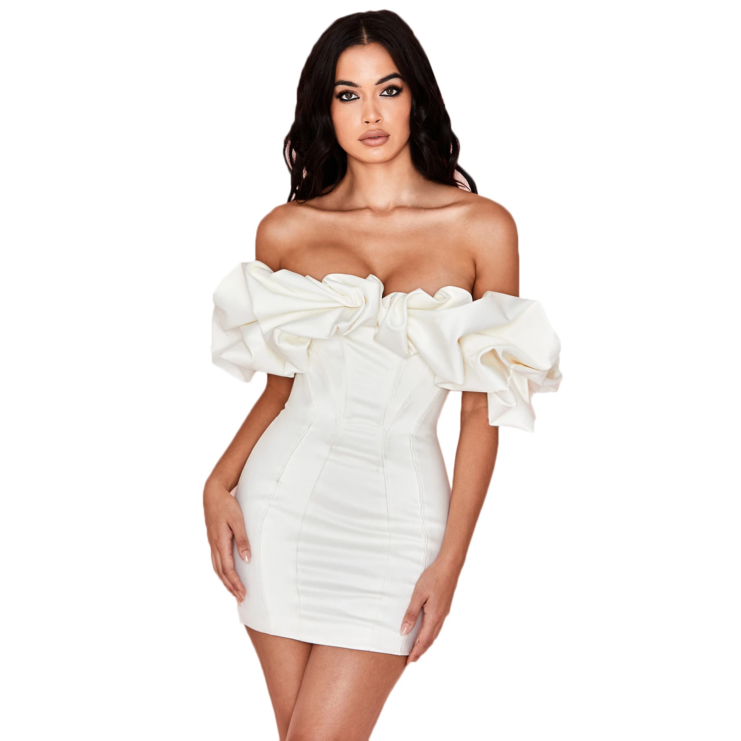 

2020 Best Sale White Sexy Off Shoulder Tight Women Bodycon Dress