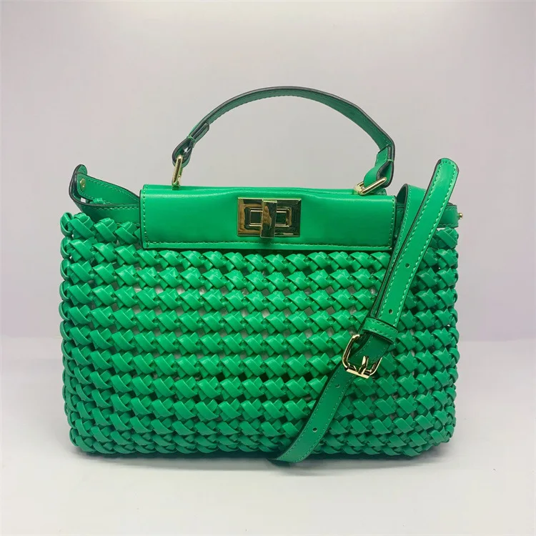 

New Arrival Summer Special Braid Handbag For Women Fashion 100% Handmade Woven Tote Lady Bag, 5 color option