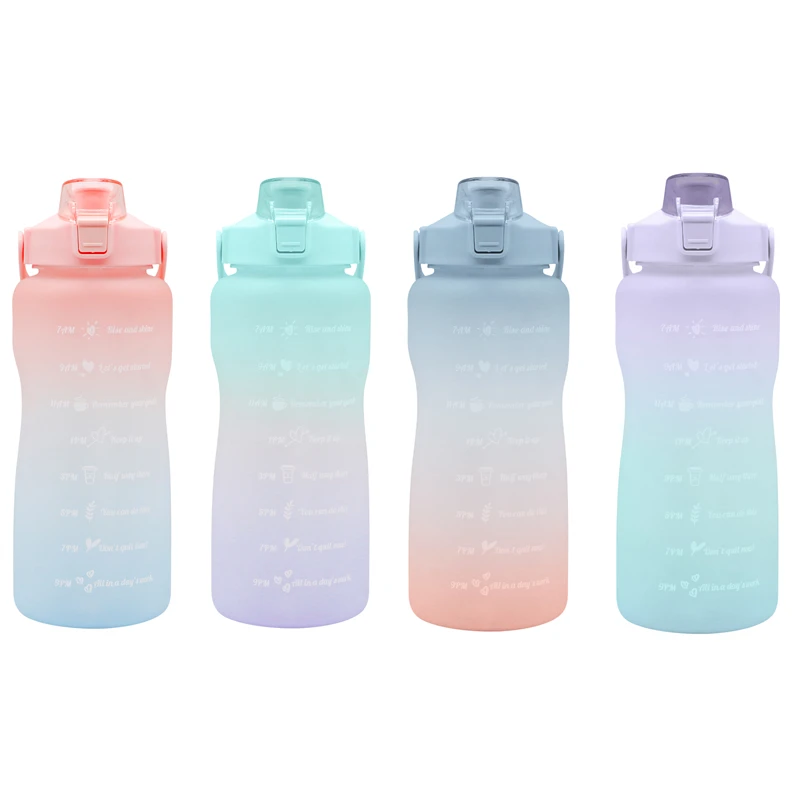 

2000ml Sports Gallon Plastic 2l Motivational Water Bottles with Time Marker, Customized color