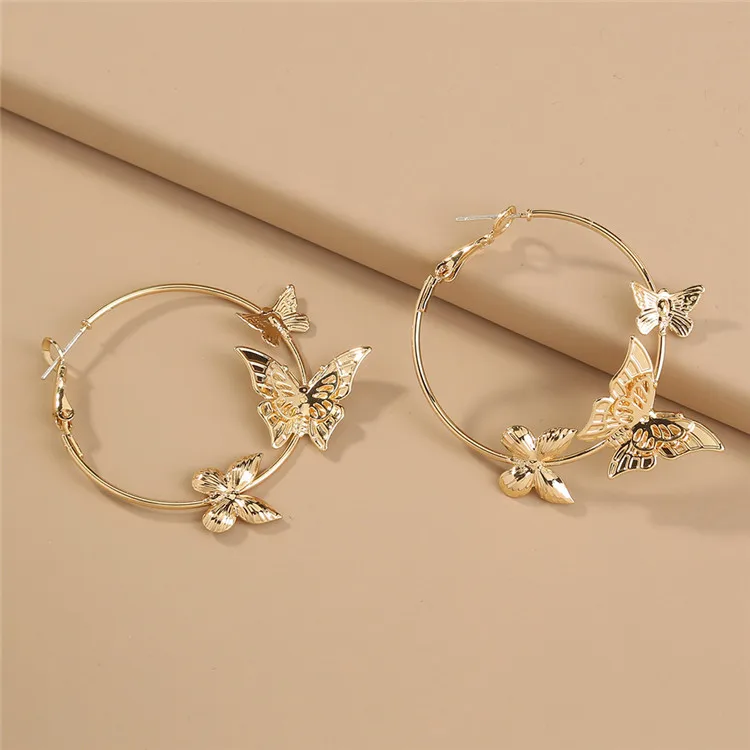 

Simple Style Temperament Metal Goldplated Earrings Butterfly Wings Earrings