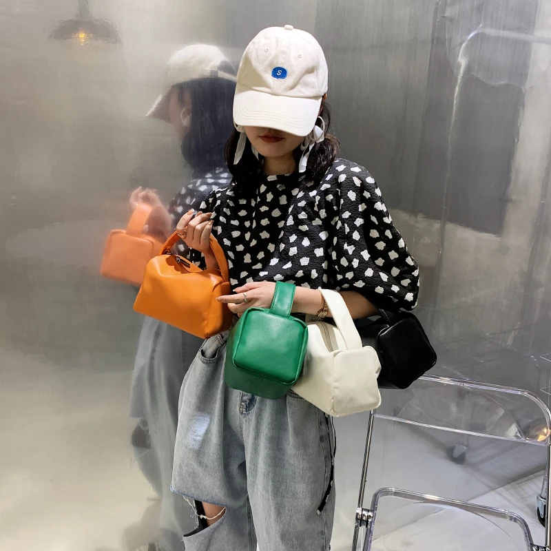 

Minimalist New Arrival Litchi Pattern Leather Purse Bolsas Tofu Shape Square Box Bag Small Handbags for Women