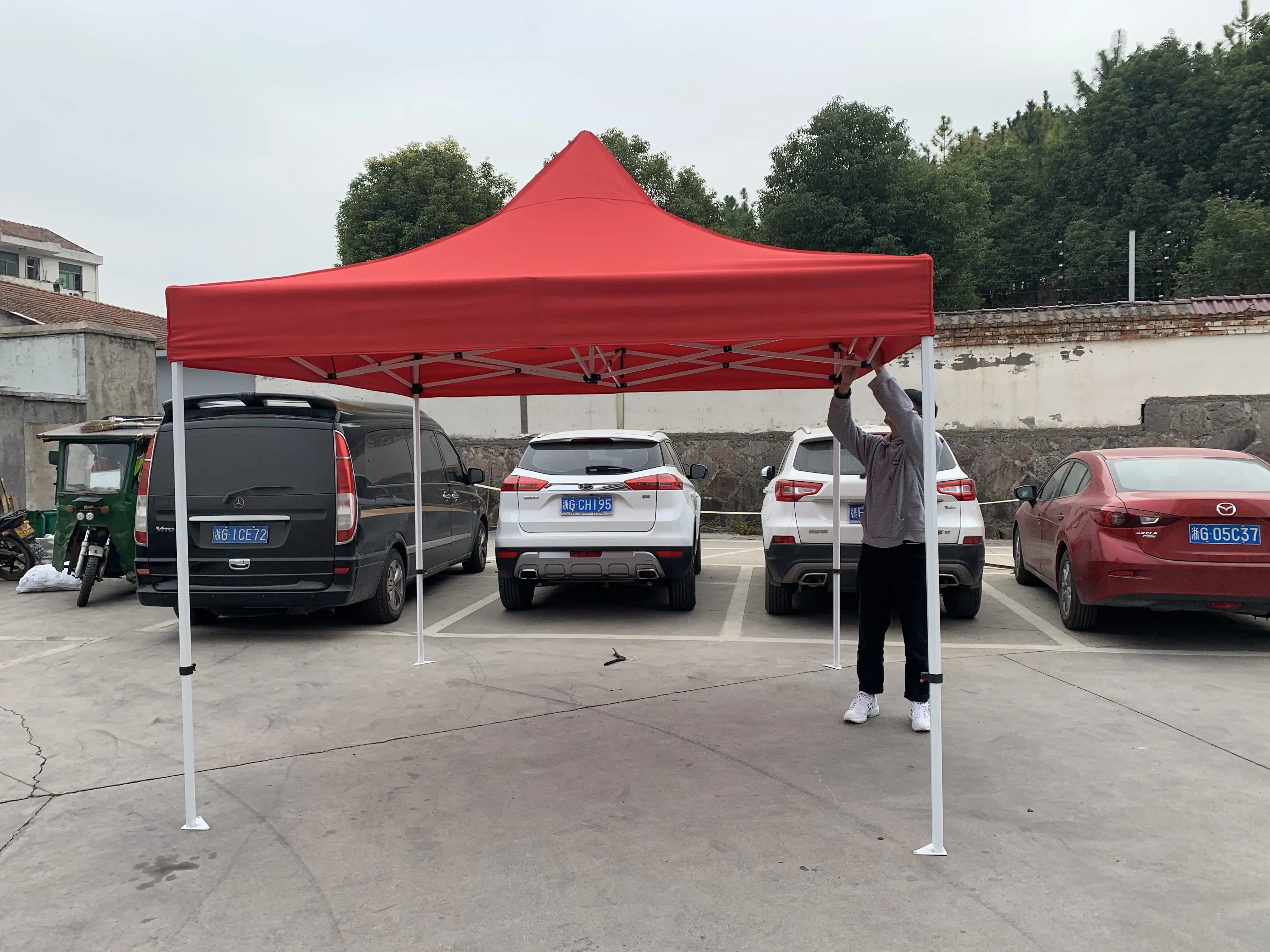 10x10 Steel Frame 300d Red Canopy Folding Tent Buy Canopy Folding