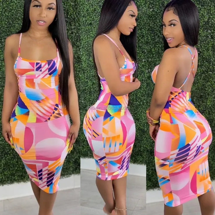 

J&H Bodycon Tube Tie Dye Pure Cotton Summer Dress Sun Dresses 2021 Colorful Women Long Floral Summer Dress Womens Clothing, 12 color as picture