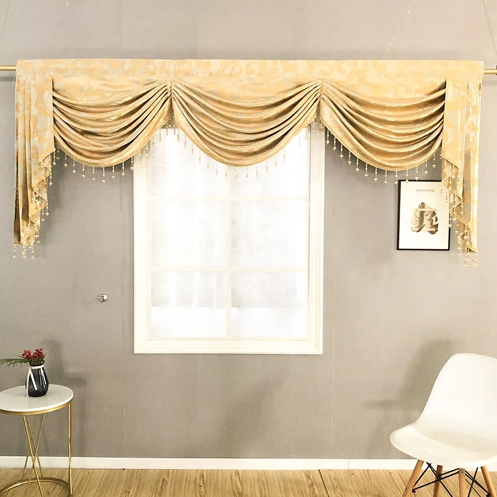 

Window Wholesale Curtain Blackout Valance Curtain Door Valance Rod Pocket Jacquard 100% Polyester Flat Window Floral Europe 1 Pc