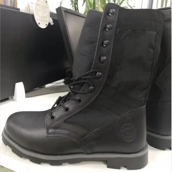 

Black 9 Eye Holes Military Boots Army Strong Training Boots Anti-slip 25 Height Combat Boots, Black/desert