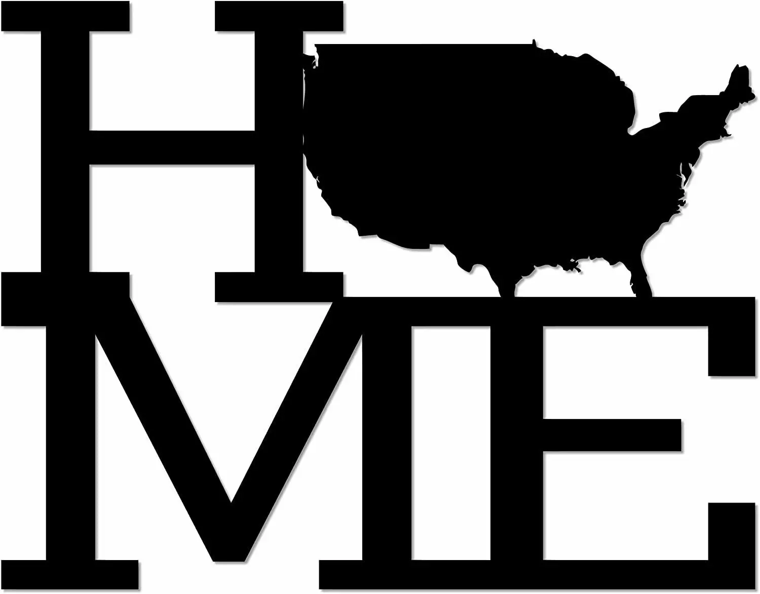 

Metal Home Sign USA|Metal Sign Wall Decor Wall Hanger with Silhouette of America TY2596, Black