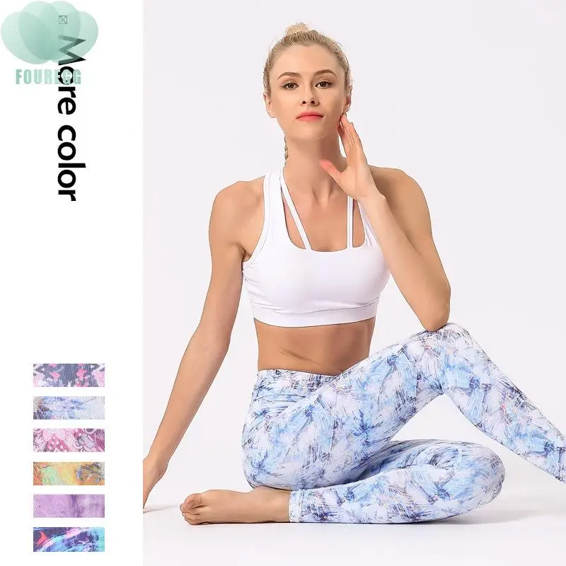 

New High Elasticity Yoga Leggings Printed Womens Sports Fitness Breathable Hip Floral Series Tight Pants
