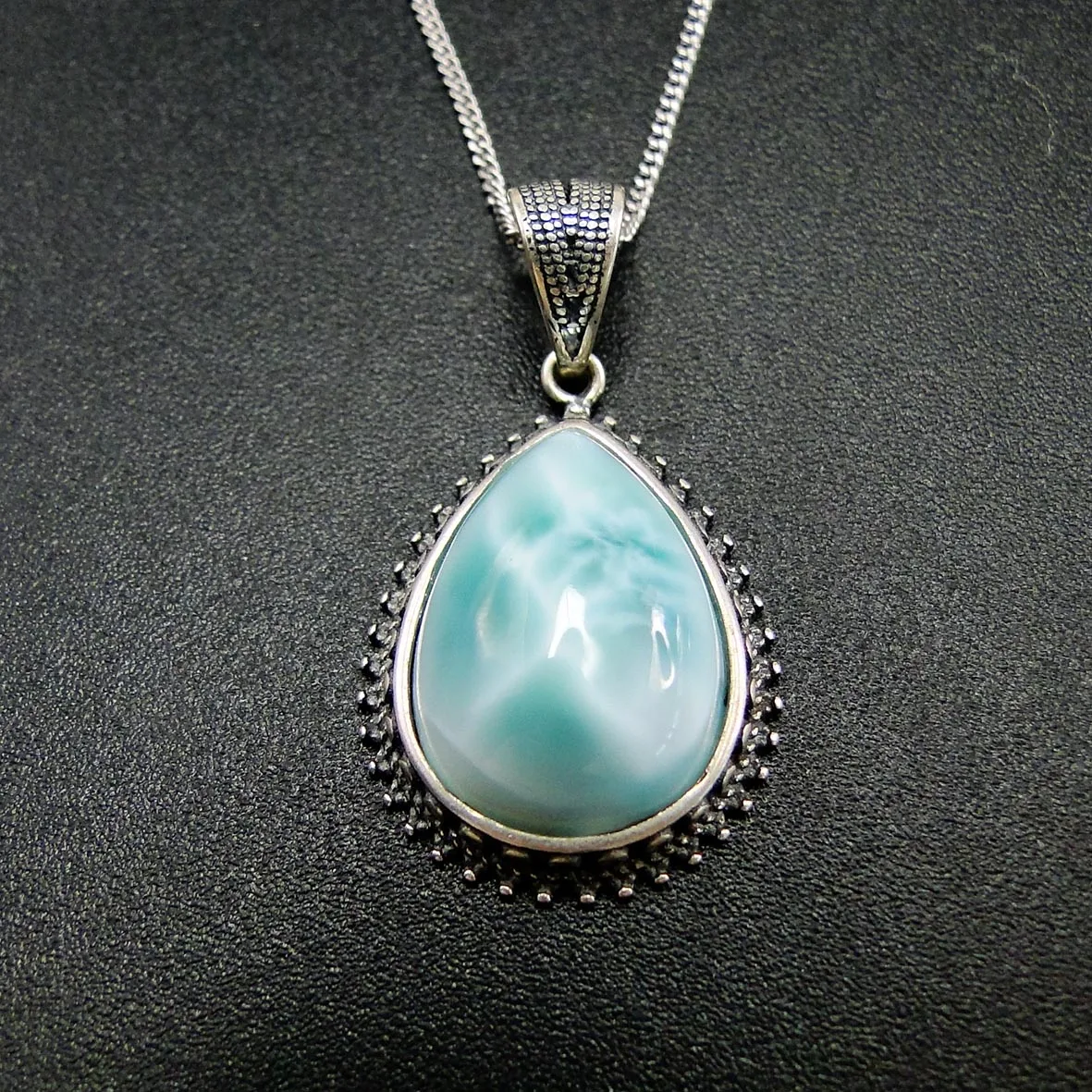 

High Quality Tear Drop Pear Shape Cool Larimar 13x18MM Waterdrop Pendant Natural Larimar Gemstone Jewelry