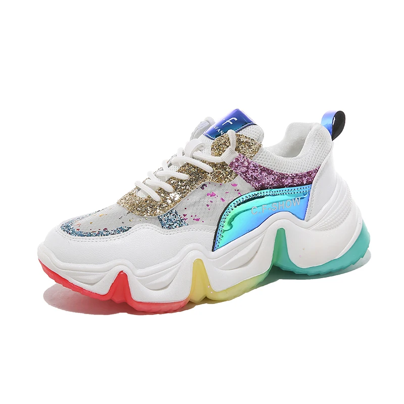 

Custom Shoes Running Sports Chunky Sole Rainbow Sneakers Donna For Women Chunky Sole Fashion 2020 Shoe Ladies Sneakers Casual, Optional