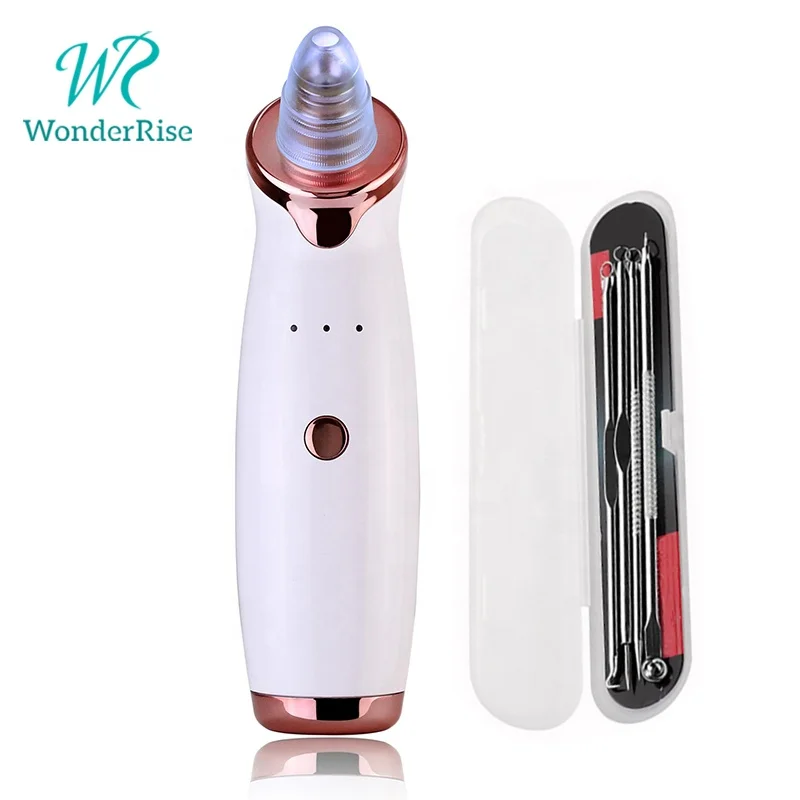 

Portable Electric Suction Acne Blackhead Remover Pore Vacuum Cleaner with Black Head Extractor Kit, White