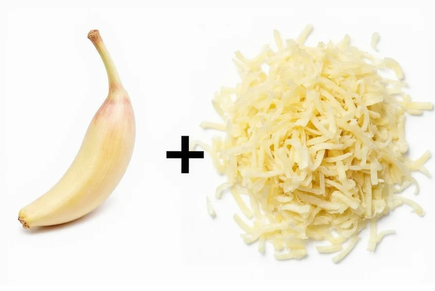 Visual comparison of whole garlic cloves next to their minced equivalents showing measurement differences