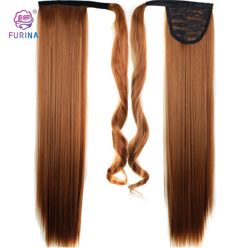 

Hot sales straight ponytail 24 inch synthetic wrap ponytail 24 colors ponytail hair extensions synthetic for women, Pure colors are available