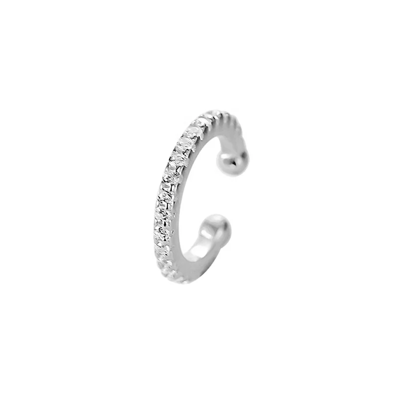 

Single Piece Hot sale 925 sterling silver letter C zircon clip earrings for women