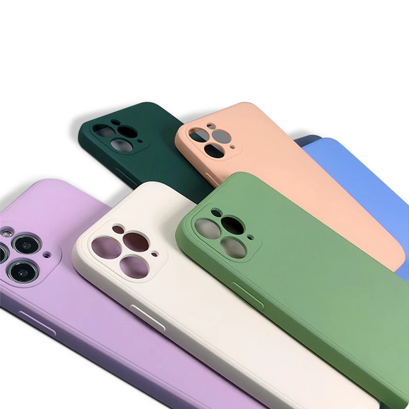 

Free Sample For Iphone 11 Pro Square Plating Frame Protection Soft Liquid Silicone Phone Case, Multi colors