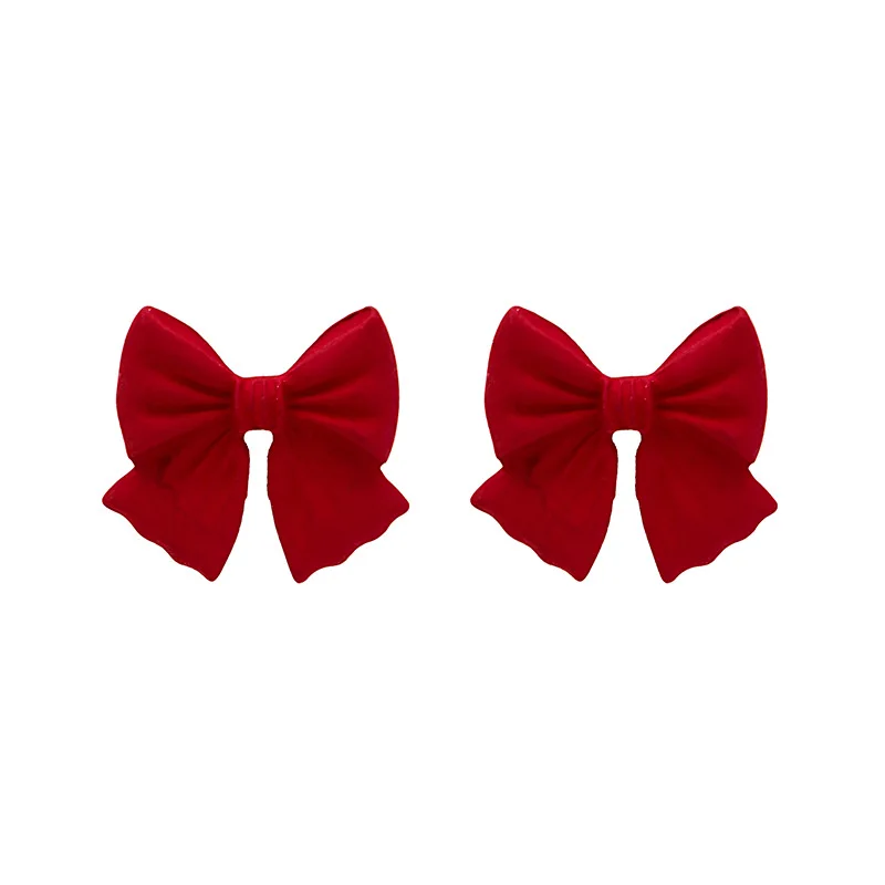

fashion trendy red black stud acrylic bow earrings