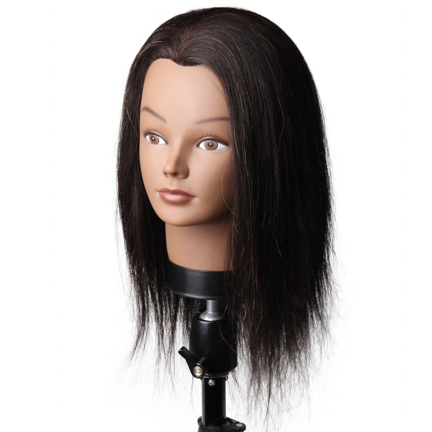 

100% human hair mannequin head with natural hair for hairdresser, 1b#