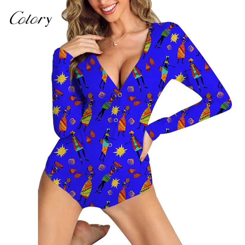 

Colory Adult Onesie Pajama Cartoon Patterns V Neck Ladies Casual Fitted Sexy Pajama Onesie Womens Onesie Pajama Adult, Customized color