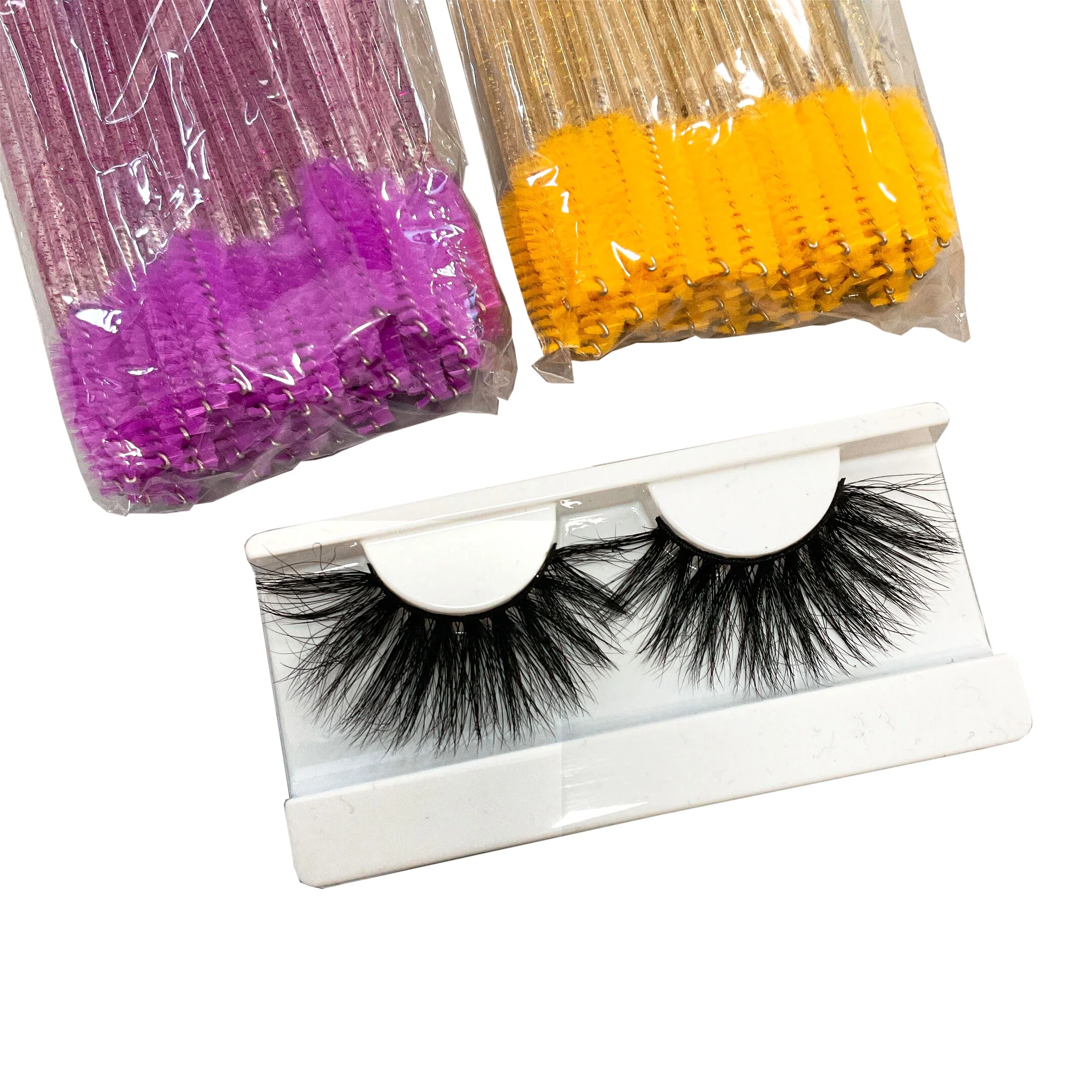 

Private label eyelash 25mm fluffy lashes wholesale 5d 3d mink eyelashes with packaging box custom, Black