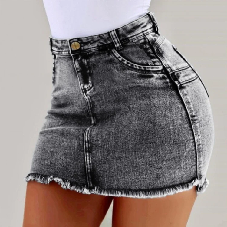 

New Style Women's High Waist Jeans Short Skirt Hot Sale Ladies Skinny Cowboy Half-length Skirt, Customized color