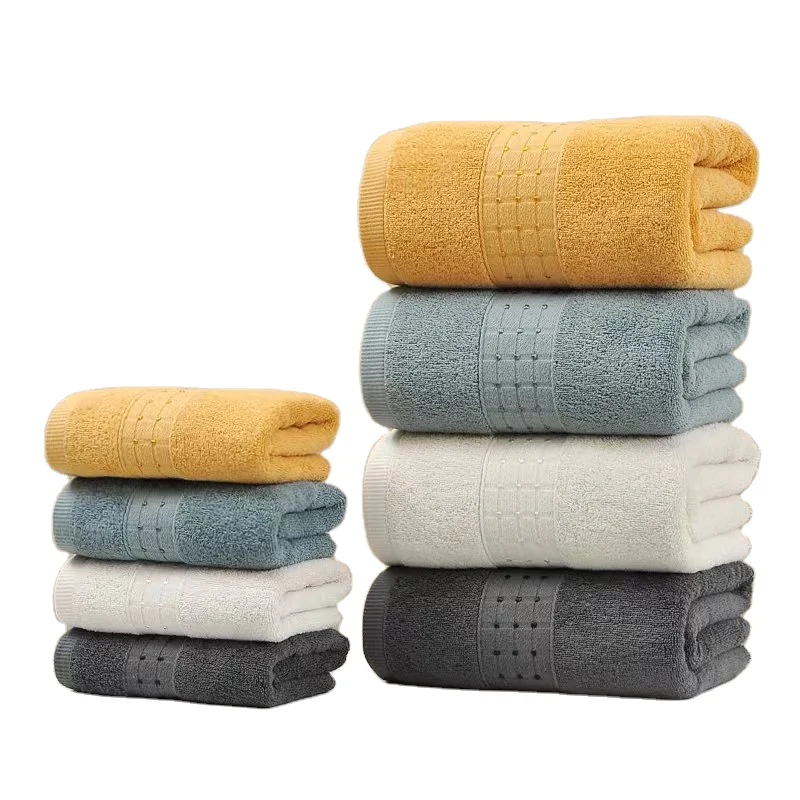 

Large Luxury Absorbent Dobby Bath Towels Set Custom Logo 100% Cotton Soft for Bathroom and Hotel Use