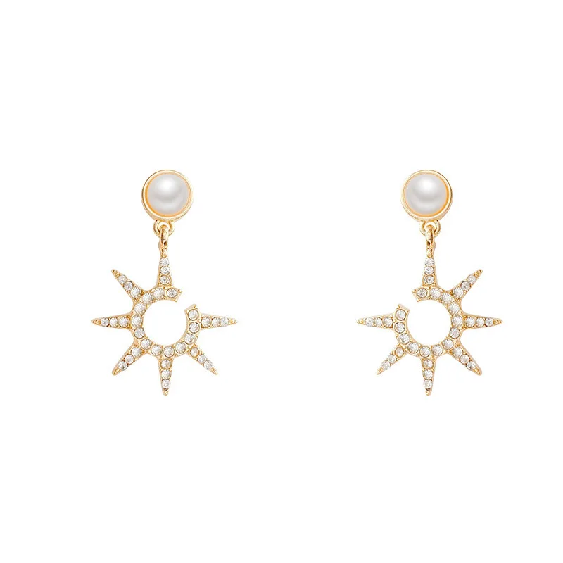 

Starfish Shape Simple creative Natural baroque saturn dream cather big circle shell freshwater vitange pearl earrings, Golden