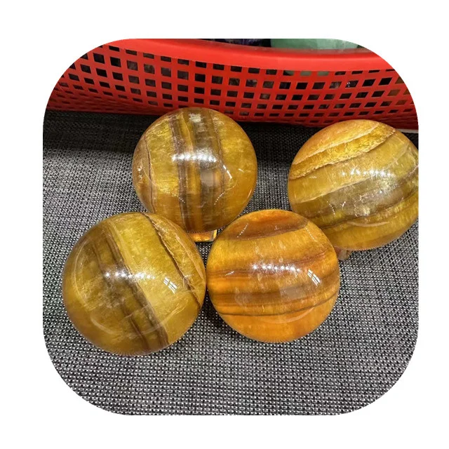 

Wholesale crystals ball healing stones natural yellow stripe fluorite crystal spheres for Decor