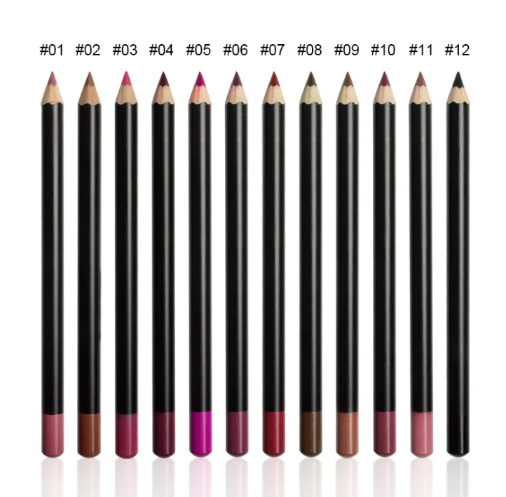 

OMG private label cosmetics matte no logo waterproof makeup set vegan lip liner pencil, 12 colors