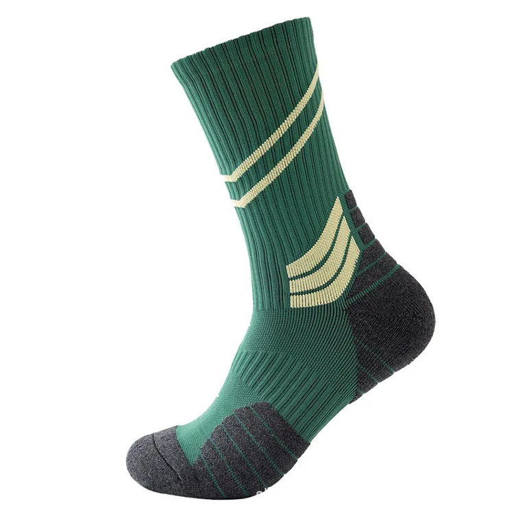 

Cushioned Bottom Non Slip Striped Basketball Soccer Football Socks, Custom color