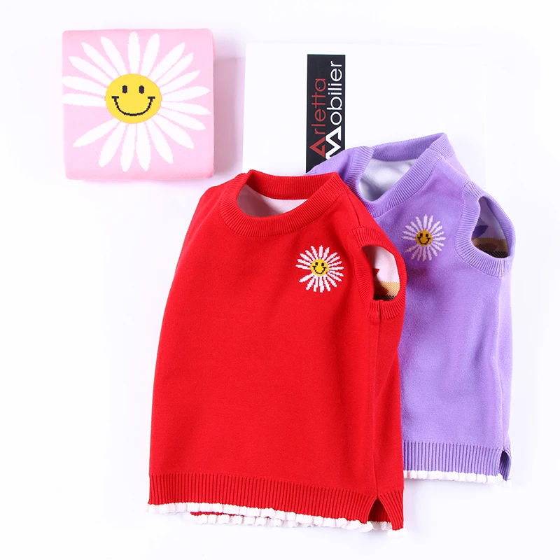 

high quality durable girls sleeveless V collar jacket with pullover knitted sweater jackets vest, Red,pink,purple