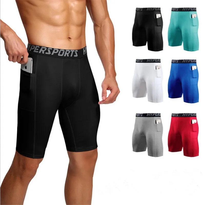 Drop Shipping  Compression Shorts Men Cycling Running Boxer Tight Sports  Shorts With Pocket