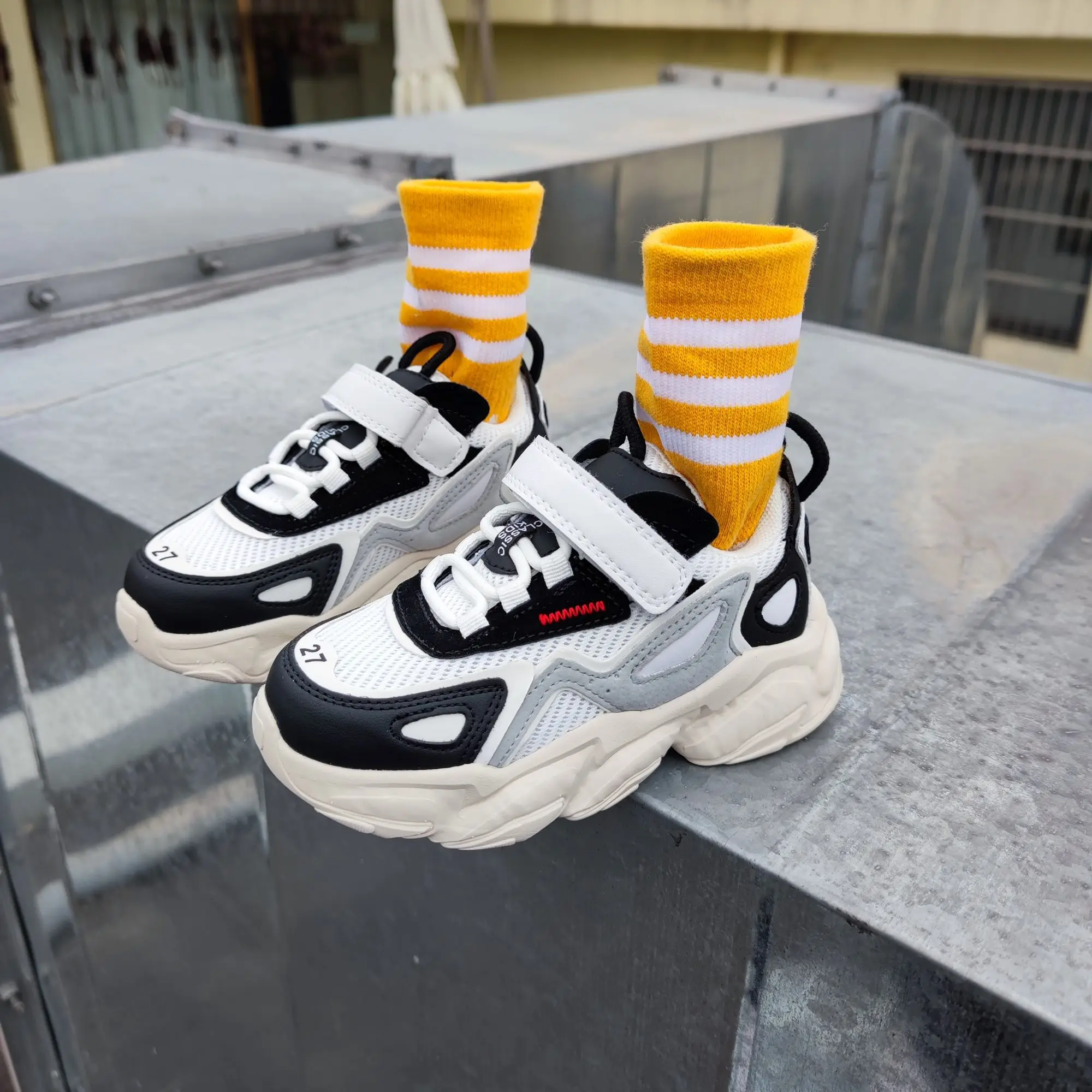 

Boys Girls Lace-up Mesh Sneakers Children School Sport Trainers Baby Toddler Little Big Kid Casual Brand Stylish Designer Shoes, Picture color 1