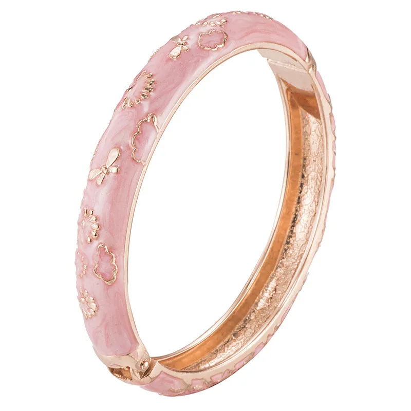 

WIIPU Cloisonne Bracelet Butterfly Gold Hinge Indian Cuff Bangle Enameled Jewelry Bracelets for Women Gift