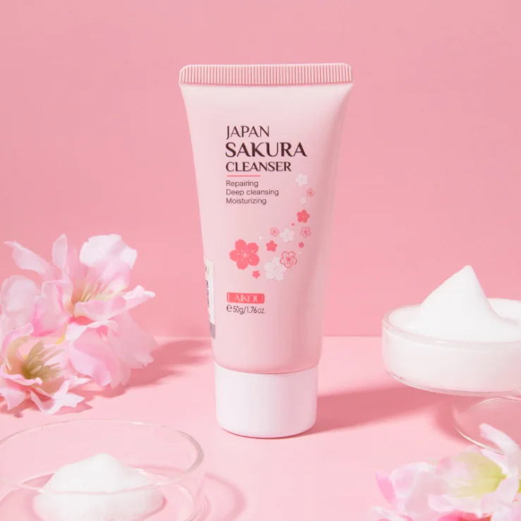 

Japan Sakura Facial Cleanser 50g Gentle Deep Face Cleaning Shrink Pores Oil Control Remove Blackhead Nourishing Skin Cleanser