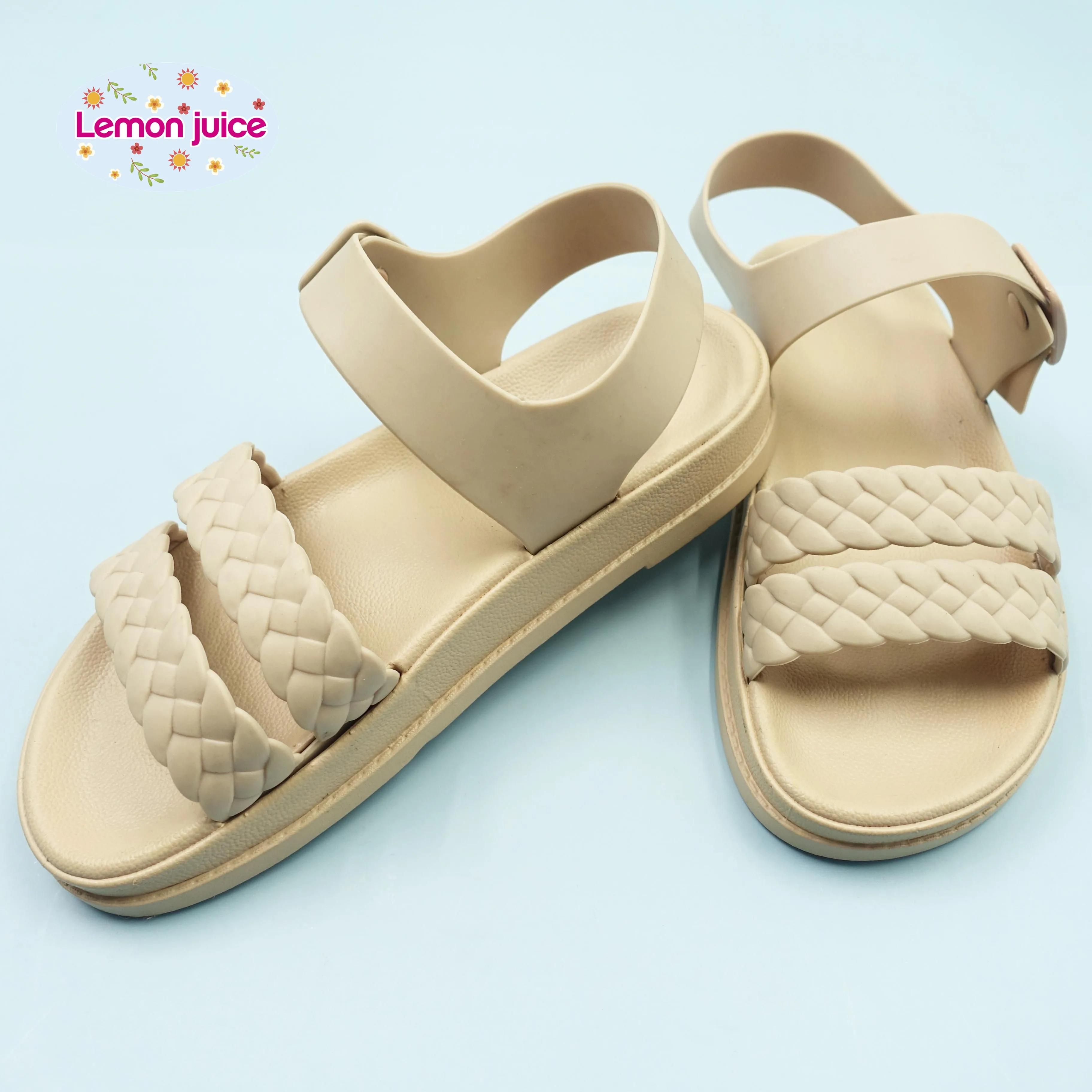 

NEW Design Ladies Sandals Flats Short Heel Women Slides Logo Customized Summer Thick Sole PVC sandals for women