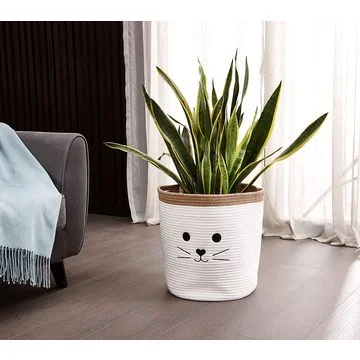

Modern Woven Basket Cotton Rope Plant Basket For 10 Inch Flower Pot Floor Indoor Planters flower basket, Customized color