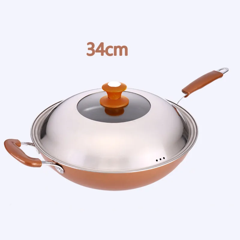 

deep professional manufacturer unique stainless steel non stick iron woks, Picture