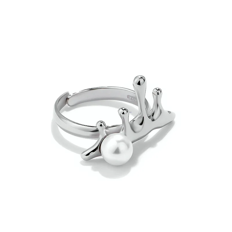 

Classic Cute Design Gold Plating 925 Sterling Silver Shell pearl Adjustable Finger Ring Women, Gold / silver/custom
