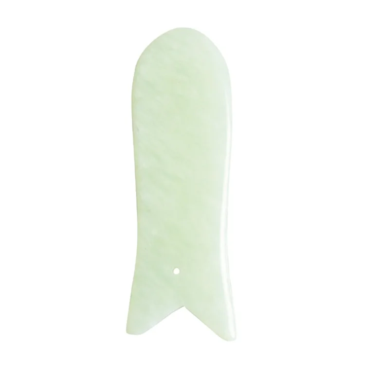 

New products Green Xiu Yan jade guasha stone facial massage Hot sale fish shape green xiuyan jade gua sha