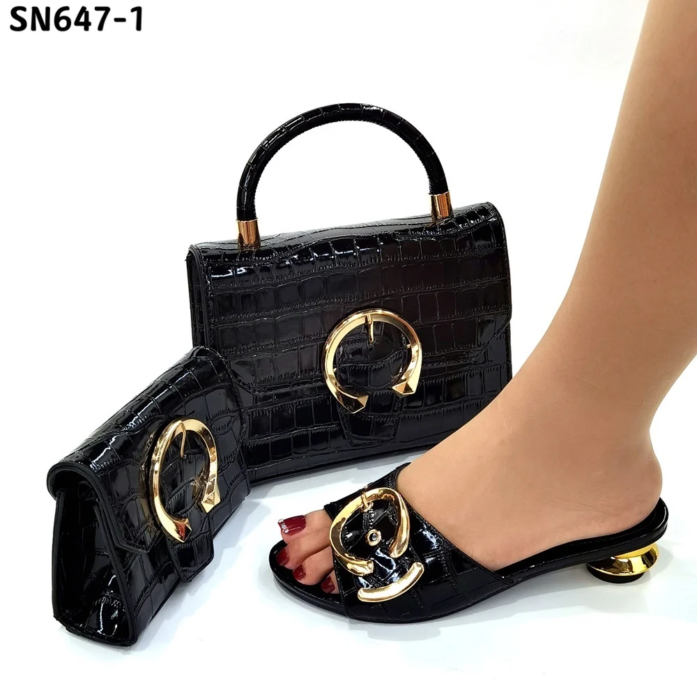 

High quality italian matching shoes and bag set African designer slippers and clutch bag Inmyshop