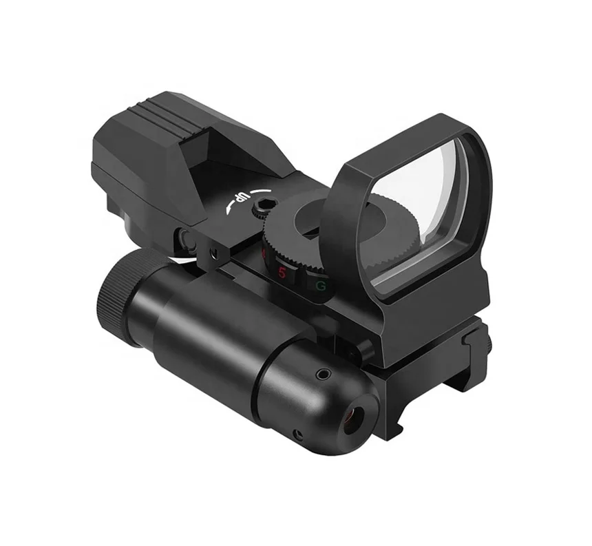 

LUGER HD101B Reflex Sight - 4 Reticle Red & Green Dot Sight Optics with Integrated Red La-ser Sight Less Than 5mW Output, Matte black