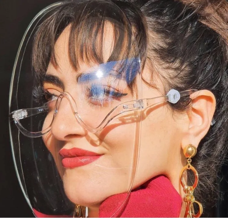 

Transparent Plastic Full Face Shield Glasses Anti Fog Clear Face Shield Mask Sunglasses