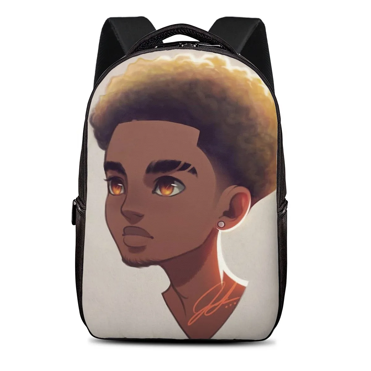 

New Unique Pattern African American Black Boy Print Backpack Business Men Bag Laptop Back Travel Bag Man, As shown on the picture or customized