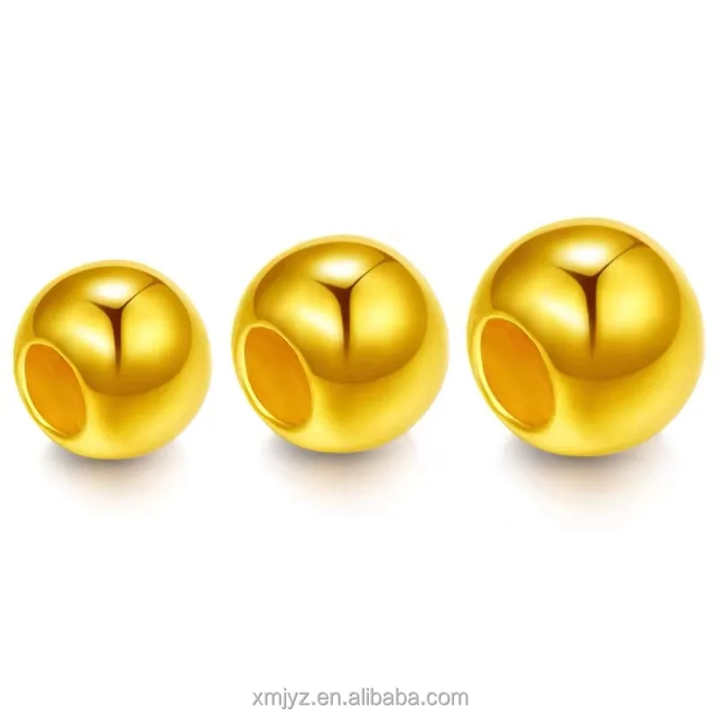 

Certified 999 Pure Gold Small Golden Beads 3D Hard Golden Smooth Ancient Law Round Beads Lucky Beads Diy Bracelet